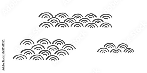 手描きの青海波パターン。日本の伝統模様。