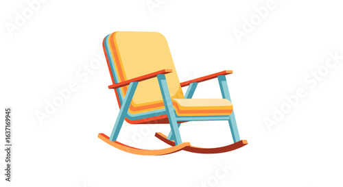 Vector Illustration of Comfortable Rocking Chair in Retro Style Design