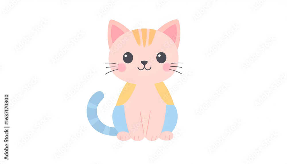 Obraz premium Cute Cartoon Cat Sitting.