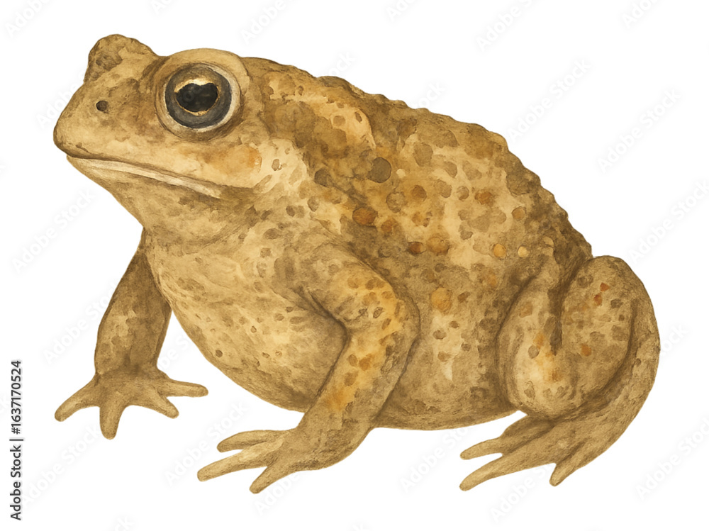 Fototapeta premium Watercolor Toad on Transparent Background