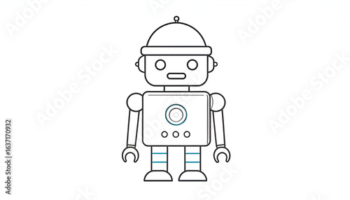 Cute Robot Cartoon Illustration.