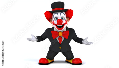 Friendly Clown with Suit, Circus, and Fun.