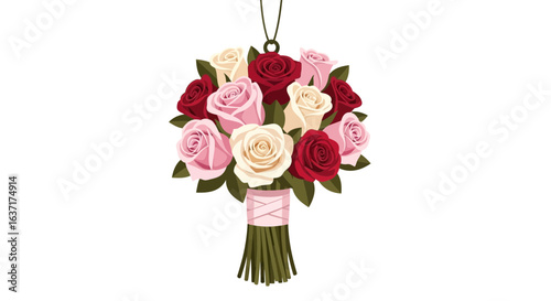 Romantic rose flower bouquet with ribbon tie, perfect for weddings and love declarations