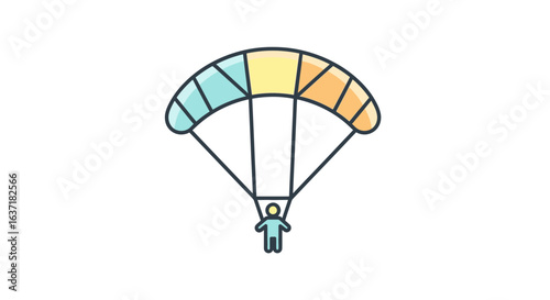Illustrative image showcasing a minimalist parachute descending with a person
