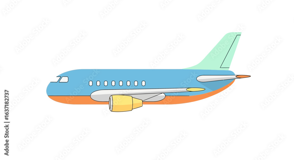 Obraz premium Stylized airplane illustration in vibrant colors, for travel concepts