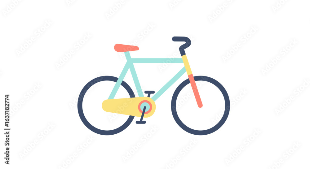 Fototapeta premium Stylized bicycle illustration in pastel tones against plain background