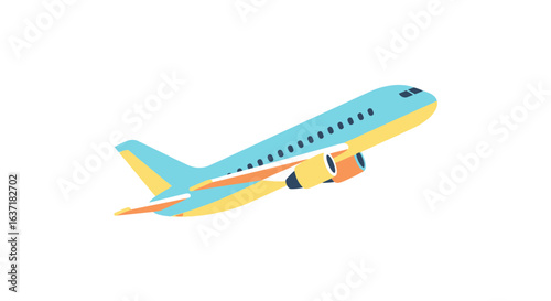 Stylish Airplane Flying Up in The Sky Isolated in White Background