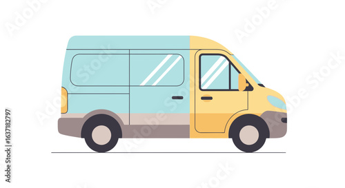 Stylized Delivery Van Depicts Modern Logistics Solutions with Minimalist Design