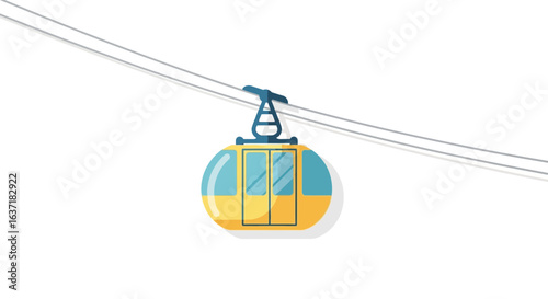Vibrant Cable Car Icon Set Against Pristine White Background Vector Art