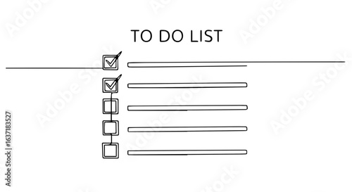 To do list with check marks for completed tasks, showing efficiency and organization on white backdrop. To do list layout reminds of priorities, projects, schedule.