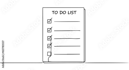 To do list with check marks showing completion of tasks on white paper. Checking off items on to do list indicates progress, organization, and efficiency.