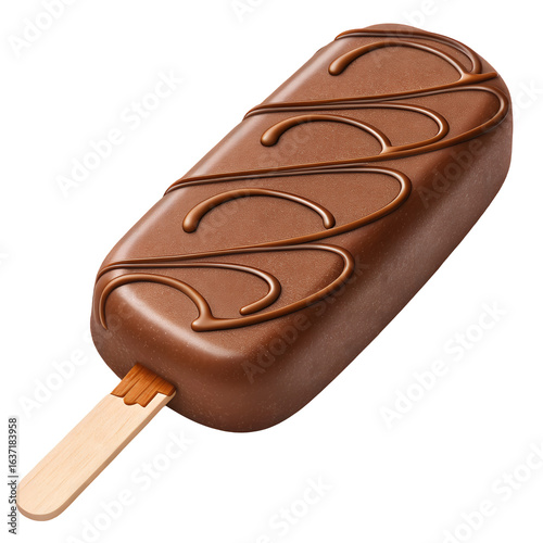 Chocolate Delight: A delectable close-up of a rich chocolate ice cream bar, a perfect treat to satisfy any sweet craving.