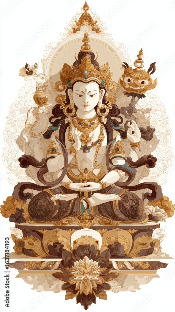 Obraz premium Serene Goddess Tibetan Buddhist Art Painting