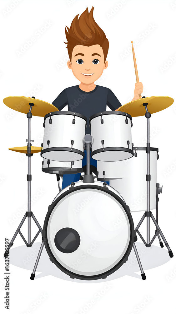 Fototapeta premium Teen drummer playing drums.