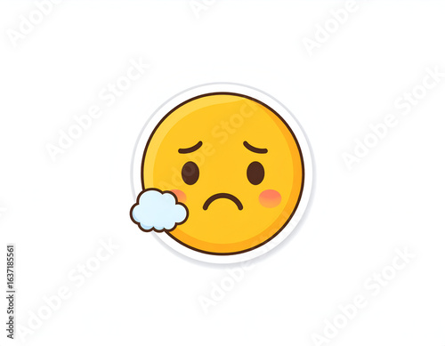 Sad Emoji with Cartoon, and White Background.