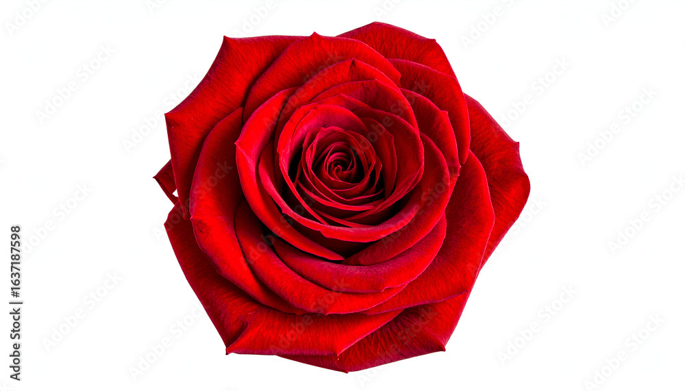Naklejka premium Red Rose Bloom with White Background.