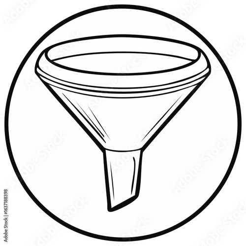 Funnel Illustration Inside Circle Shape Used in Chemistry and Cooking Processes