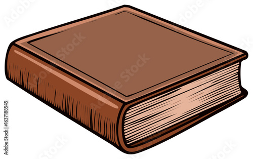 Classic brown hardcover book illustration for education and storytelling