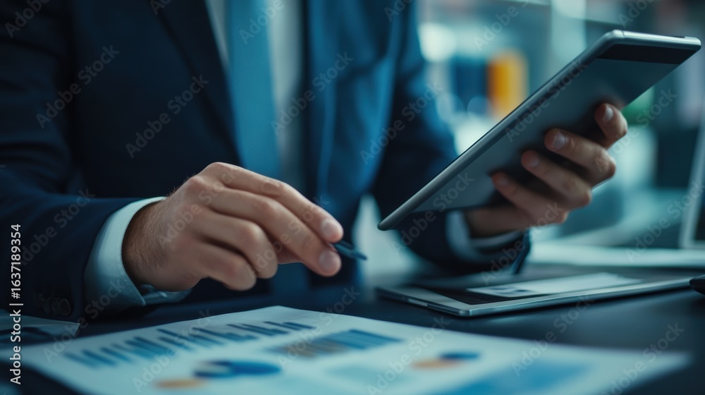 Fototapeta premium Man using digital tablet in corporate office 