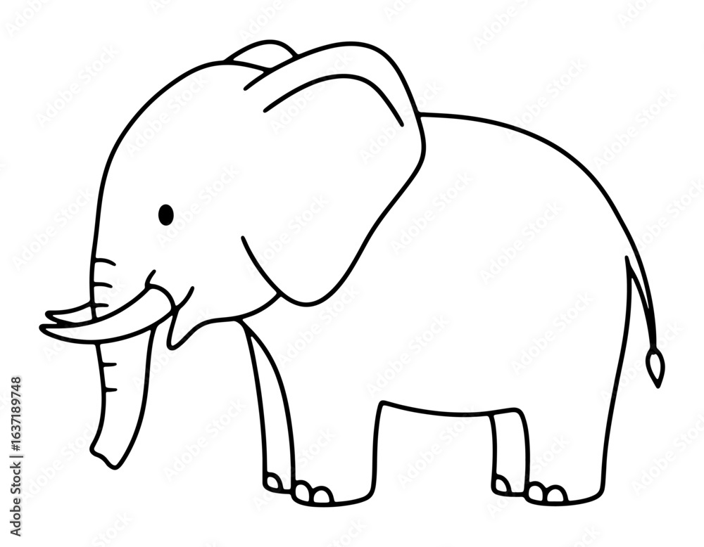 Fototapeta premium Cartoon Elephant Outline Illustration