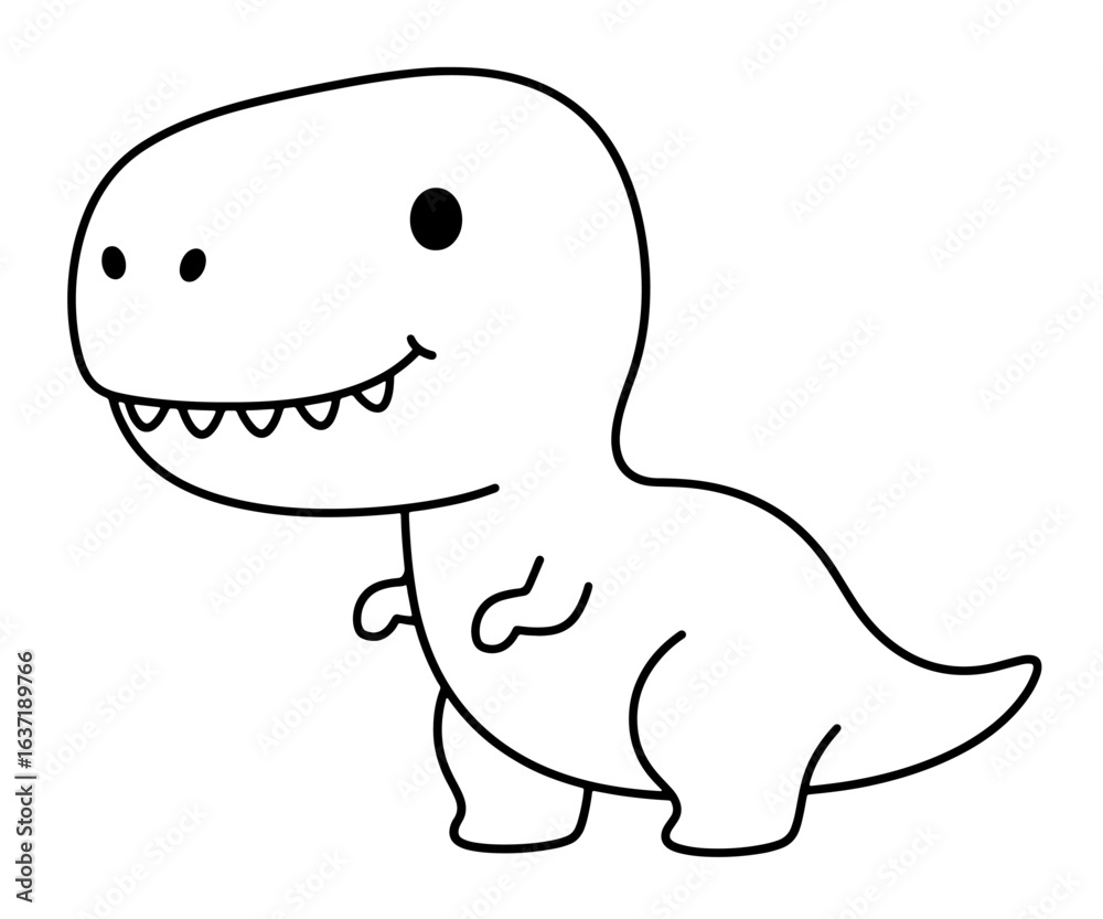 Fototapeta premium Cute Cartoon T-Rex Outline Illustration
