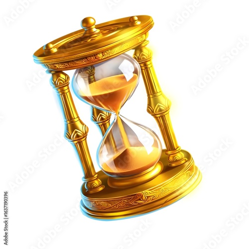 Elegant Golden Hourglass with Flowing Sand – Timeless Symbol of Time Management