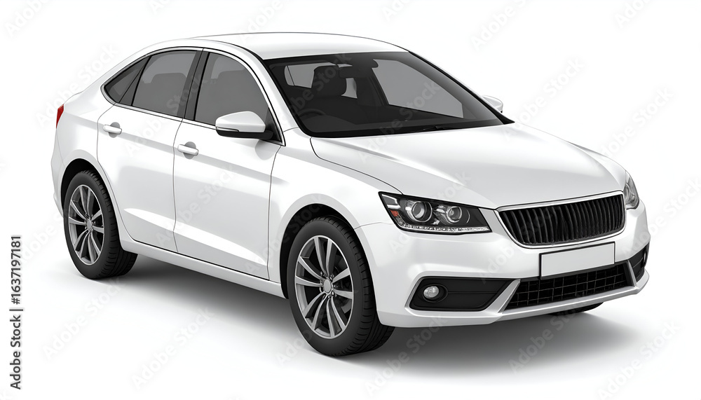 Fototapeta premium White Sedan Car Studio Shot. (1)
