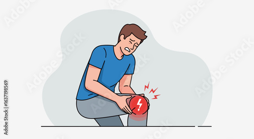 Experiencing knee pain in a painful joint, causing discomfort and limiting mobility. Knee pain and inflammation in the joint, causing sharp aches and preventing comfortable movement.