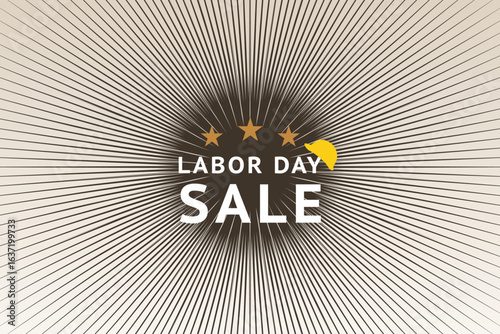 labor day burst background with stars and bold text