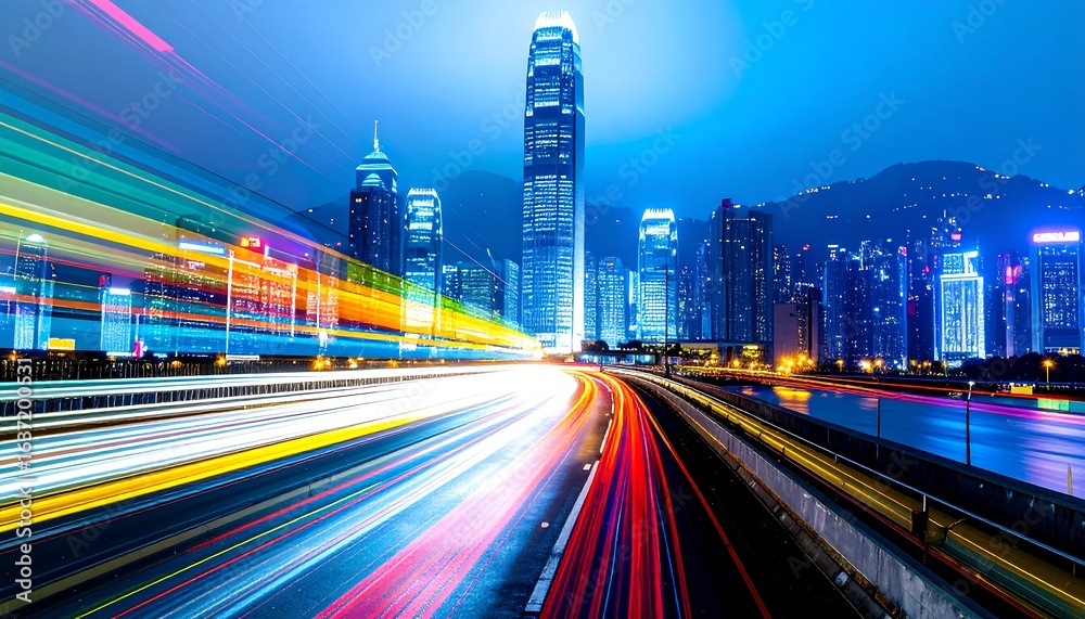 Fototapeta premium City lights blur in motion