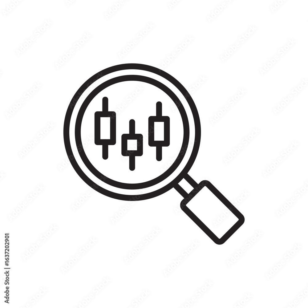 Market analysis outline icons, minimalist vector illustration ,simple transparent graphic element .Isolated on white background