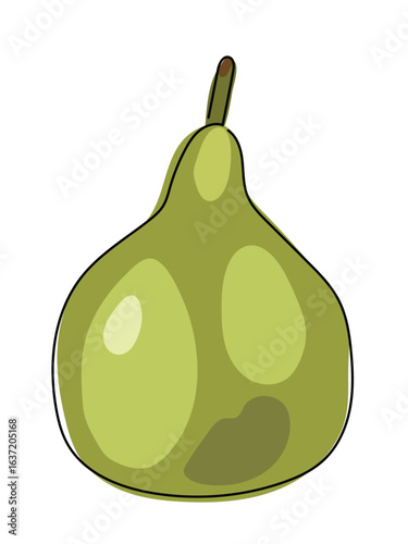 Gourd in continuous line pattern on white background.