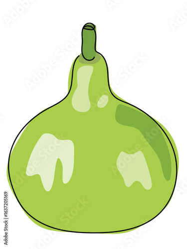 Gourd in continuous line pattern on white background.