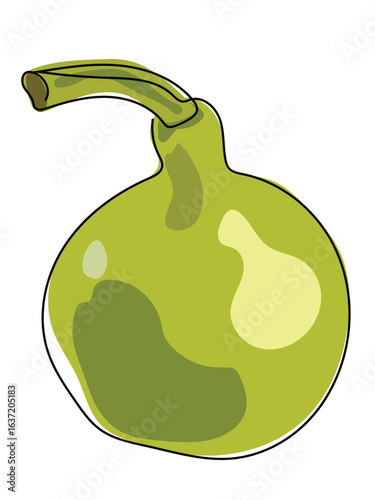 Gourd in continuous line pattern on white background.
