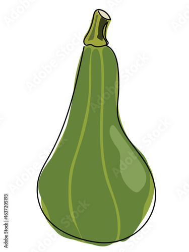 Gourd in continuous line pattern on white background.