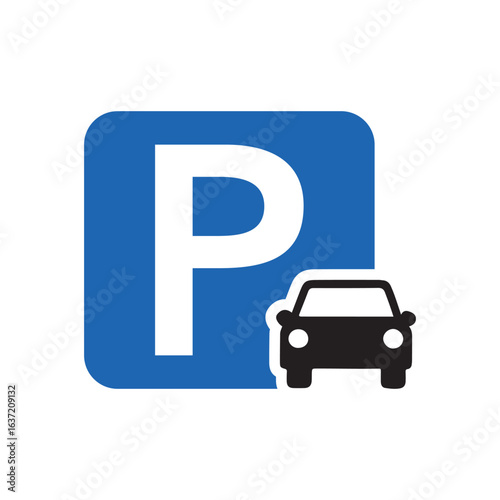 parking sign. printable sticker for car parking zone. vector illustration on transparent background.