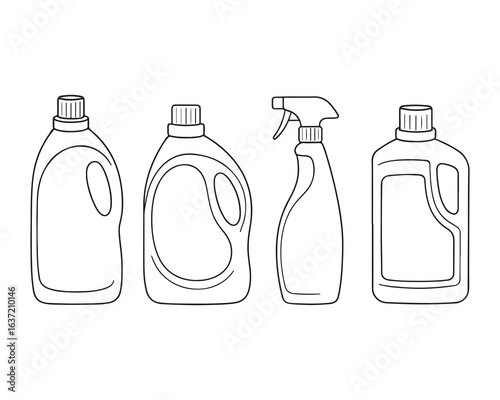 set of cleaning bottle vector