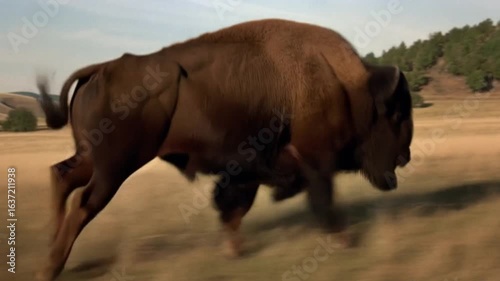 Bison in motion