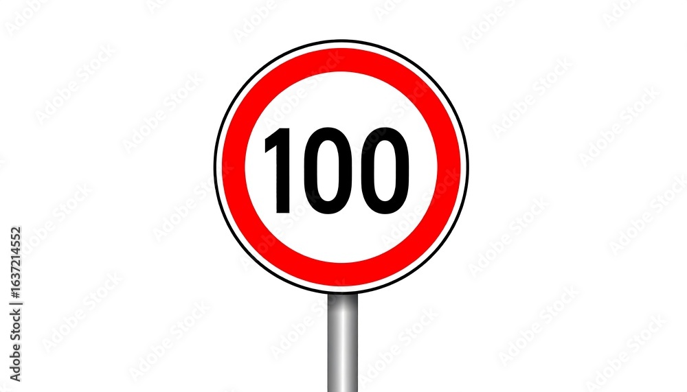 Road sign indicating a speed limit of 100 Road sign indicating a speed limit of 100
