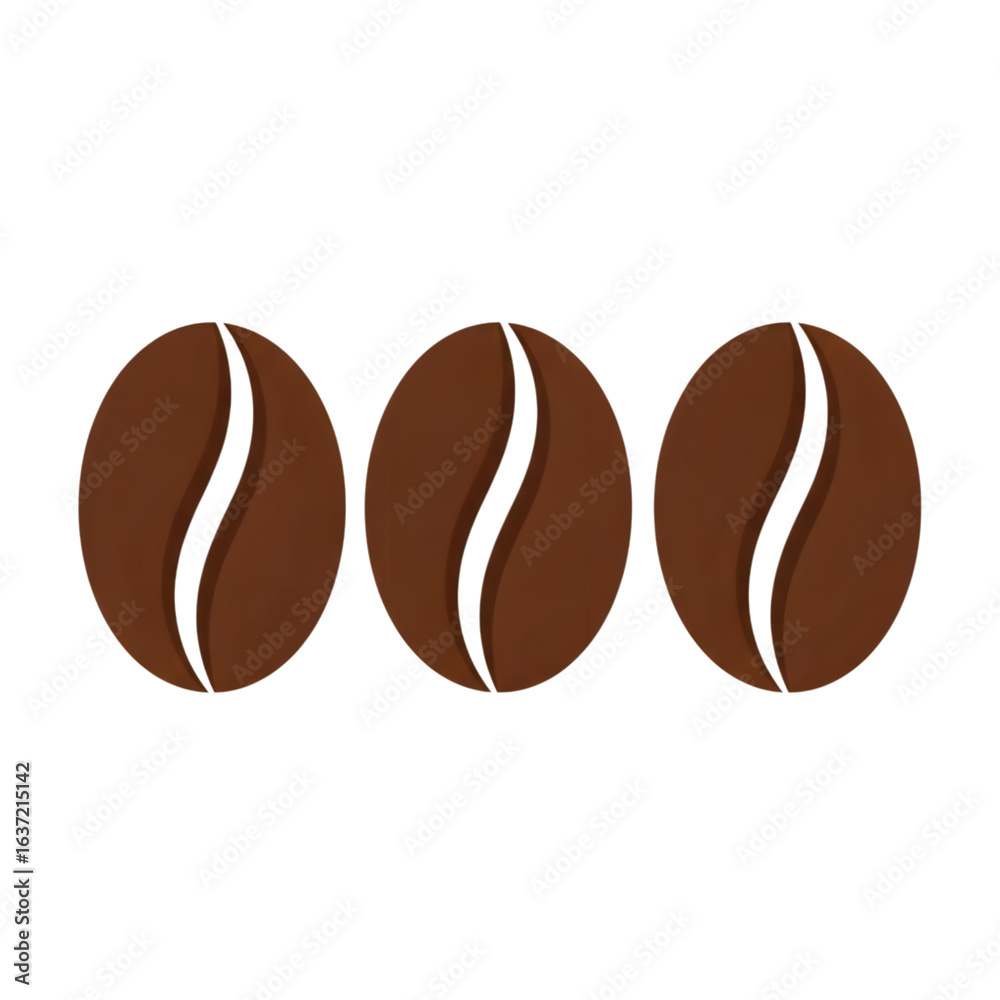 Fototapeta premium Three coffee beans simple graphic on transparent background