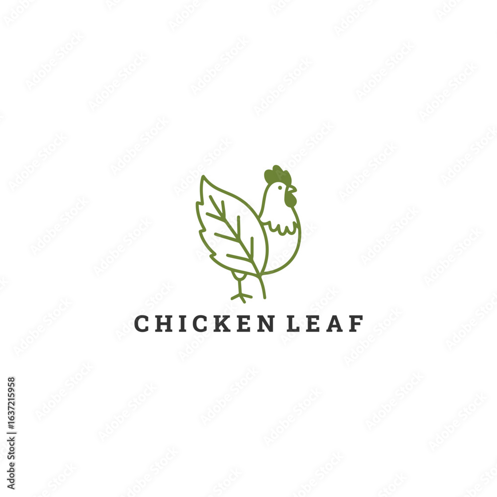Fototapeta premium Chicken leaf logo vector icon illustration style