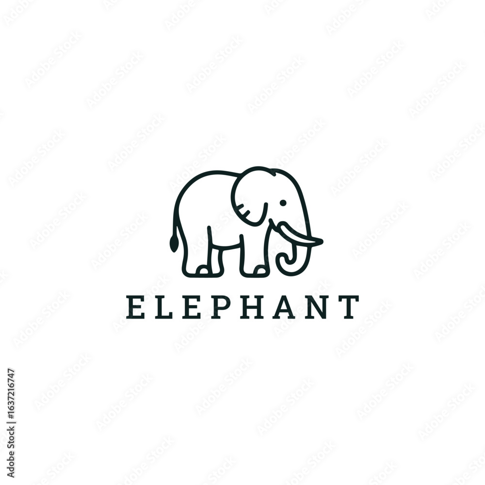 Obraz premium Elephant logo vector icon illustration style