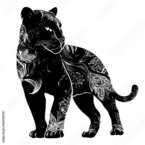 Cute Lion Cub Silhouette – High-Contrast Black Vector for Wildlife Crafts