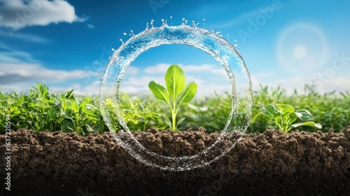 Image of factors affecting germination: water, light, temperature, oxygen, as a circle diagram + agriculture + premium image