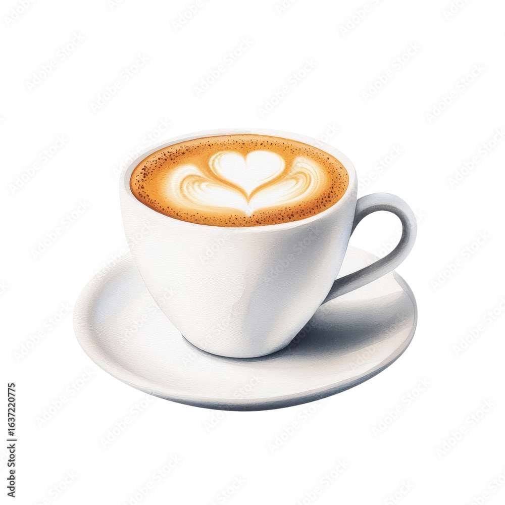 Fototapeta premium Artistic latte with heart design in a white cup