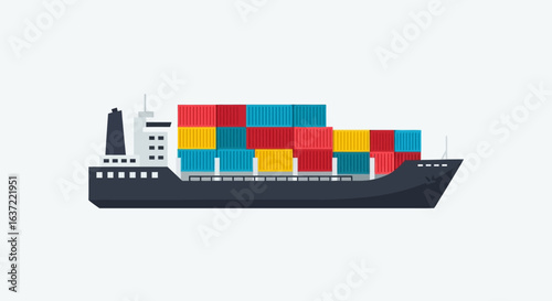 A large cargo ship loaded with colorful shipping containers sailing on the water.