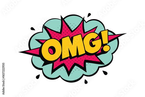 Retro comic book OMG! explosion speech bubble vector illustration