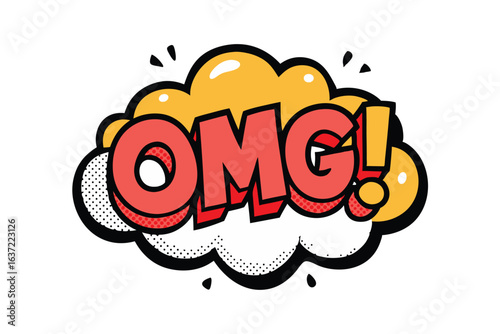 Retro comic book OMG! explosion speech bubble vector illustration