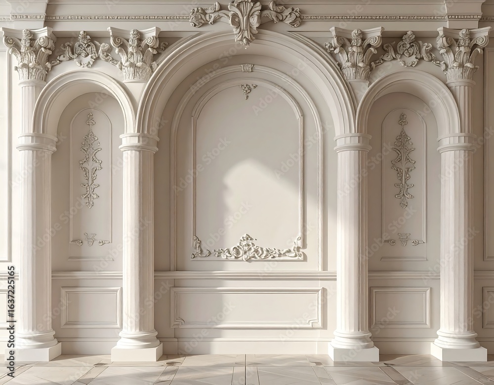 Obraz premium Elegant Architectural Details in Classic Interior Design Setting, Minimalist Style, Soft Lighting