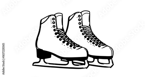 Ice skates drawing vector art for winter sports skating rink figure skating and ice skating equipment design